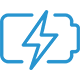 energy Blue outline of a battery with a lightning bolt symbol in the center, indicating charging or energy.