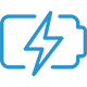 energy Blue outline of a battery with a lightning bolt symbol in the center, indicating charging or energy.