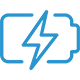 energy Blue outline of a battery with a lightning bolt symbol in the center, indicating charging or energy.