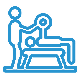 personaltrainer Line drawing of a person lying on a bench and lifting a barbell while another person stands nearby, assisting with the exercise.